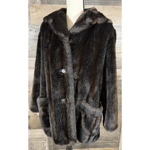 MINCARA by‎ RUSSEL TAYLOR FAUX FUR VINTAGE BROWN COAT